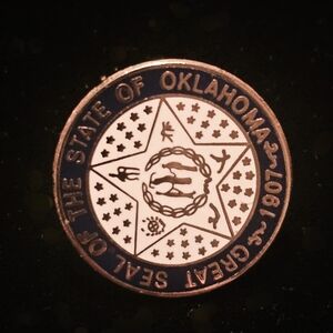 VTG Great Seal Of The State Of Oklahoma 1907 -  1" Lapel Pin